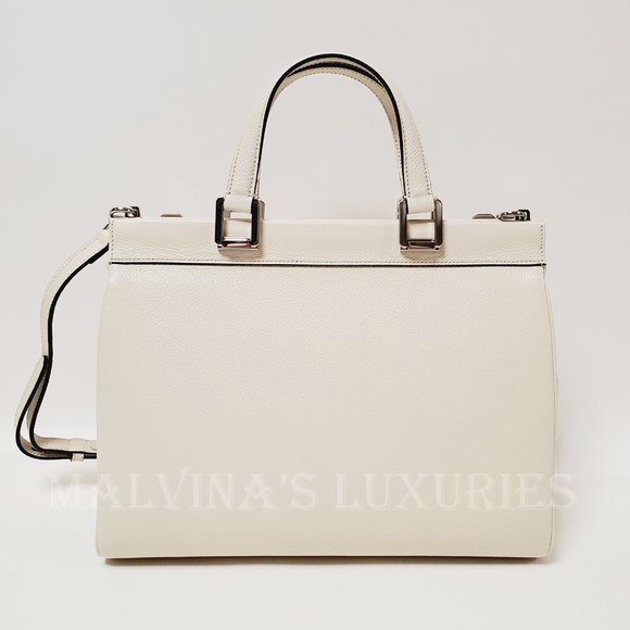 GUCCI BAG 564714 ZUMI MEDIUM GRAINY WHITE LEATHER TOP HANDLE INTERLOCKING G LOGO - Picture 5 of 16